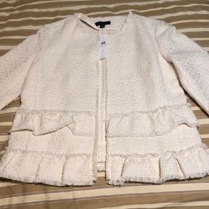 Ann Taylor cream blazer with ruffles 8